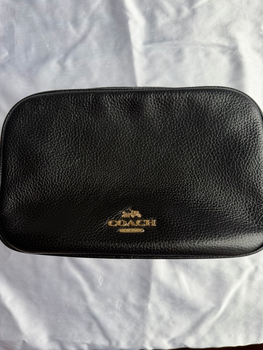 Coach JES Black Pebbled Leather Crossbody Bag with Gold Logo